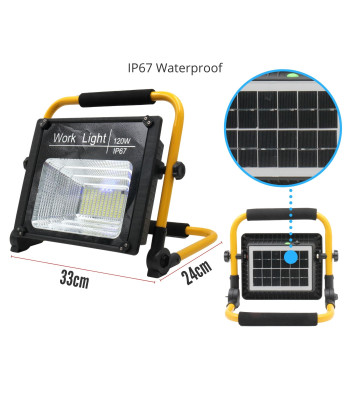 LED COB 120W uzlādējams prožektors no saules COB-W745