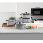 8 gabalu kvadrātveida podu komplekts ar keramikas un marmora pārklājumu ZILNER ZL-8534