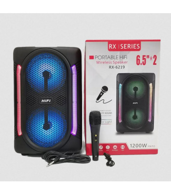 Bezvadu karaoke pārnēsājamā skaļruņa komplekts ar mikrofonu 1200W RX-6219