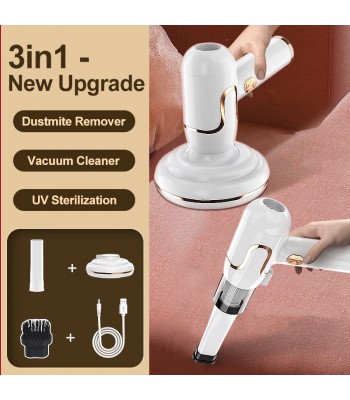 3 vienā bezvadu putekļu sūcējs ar UV gaismu