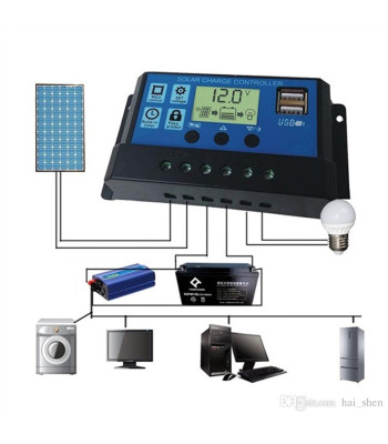 Sprieguma regulators fotoelektriskajām paneļiem 12V / 24V 10A LCD