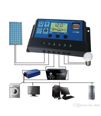 Sprieguma regulators fotoelektriskajiem paneļiem 12V / 24V 10A LCD