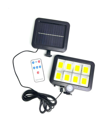 Āra lampa ar saules bateriju 8COB LED ar kustības sensoru un tālvadības pulti
