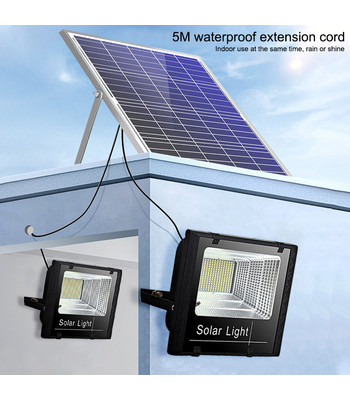 LED āra apgaismojums 2 x 100W, uzlādējami no saules, vadāmi ar tālvadības pulti