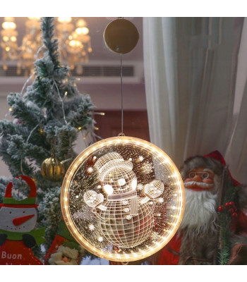 LED loga dekorācija Sniegavīrs, silta gaisma