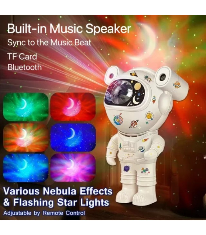 LED gaismas efekti projektors ar tālvadības pulti un skaļruni - Astronauts