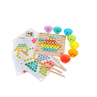 Koka puzle Montessori ar krāsainām bumbiņām Pērlīšu TURĒTĀJS