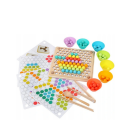Koka puzle Montessori ar krāsainām lodītēm BEAD HOLDER