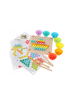 Koka puzle Montessori ar krāsainām lodītēm BEAD HOLDER