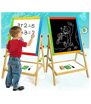 Divpusēja koka zīmēšanas tāfele 2in1
