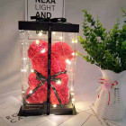 Aromātisks rožu lācis ar LED gaismām 25cm