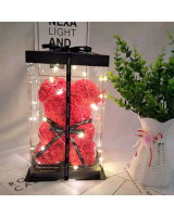 Aromātisks rožu lācis ar LED gaismām 25cm