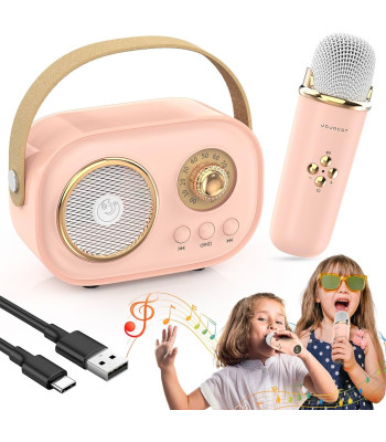 Mini Retro karaoke skaļrunis ar mikrofonu