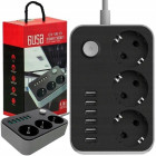 Pagarinātājs 2m ar 3 rozetēm un 6 USB pieslēgvietām CX-U613