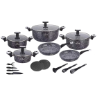 Akmens masas katlu un pannu komplekts ar virtuves piederumiem 19 daļas, ZILNER ZL-8821