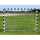 Metāla futbola vārti ar transportēšanas somu, 300x200x90cm, balti/melni