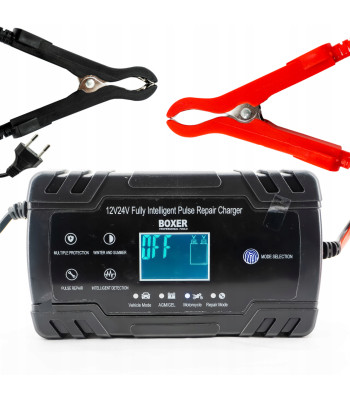 Automašīnas akumulatora lādētājs ar LCD displeju 12 V / 24 V, BOXER BX-3201
