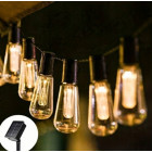 LED dekoratīvā retro āra gaismu virtene ar saules bateriju, 5 m, 20 LED, silti balta