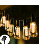 LED dekoratīvā retro āra gaismu virtene ar saules bateriju, 5 m, 20 LED, silti balta