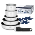 nerūsējošā tērauda katlu un pannu komplekts ar noņemamu rokturi, 9 daļas, zwillentoff zt-31330