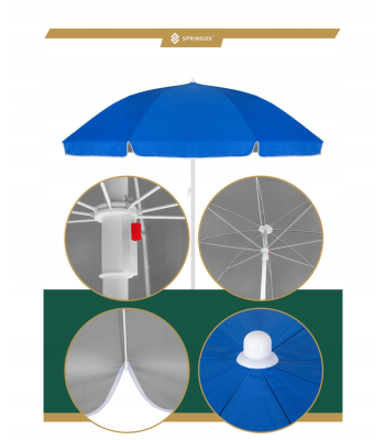 Augstumā regulējams pludmales un dārza saulessargs, Springos BU0003, 240 cm