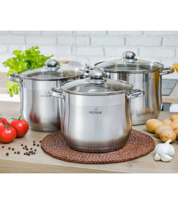 Zilner ZL-7366 Katlu komplekts 6 daļās 15L, 18L un 21L ar vākiem