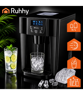 Ledusskapja ledus automāts ar LCD vadības paneli, 3 l, RUHHY 27306, melns