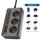 Pagarinātājs 2m ar 3 ligzdām, 2 USB un 3 Type-C savienojumiem BKL-04EU