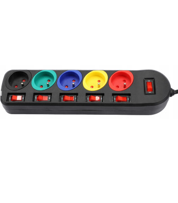 Paildzinātājs ar 5 ligzdām un atsevišķiem slēdžiem 2m ORTEX OX-3383