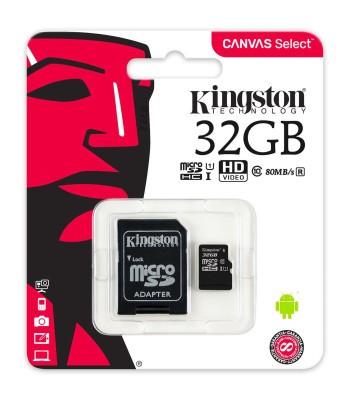 Kingston micro SD atmiņas karte 32GB Class 10 U1 +adapteris