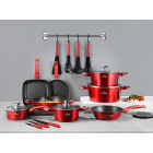 21 daļu marmora podu un pannu komplekts Cherry Red Zilner ZL-8541