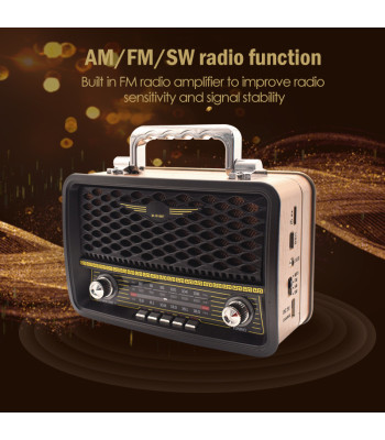 Retro stilā uzlādējams radio atskaņotājs ar MP3 un bluetooth MEIER M-1918BT