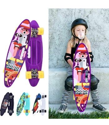 Penny Board skrituļdēlis ar rokturi un LED mirgojošiem riteņiem