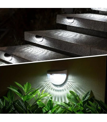 Sienas 6 LED saules gaismekļi ar saules uzlādi, 2 gabali