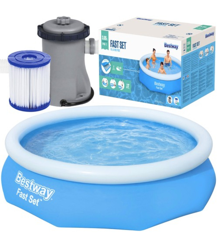 Baseins ar piepūšamu gredzenu un filtra sūkni 305 x 76 cm – BESTWAY 57270