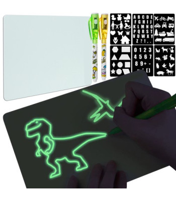 Maģisks zīmēšanas dēlis A4, kas spīd tumsā ar LED zīmuļiem