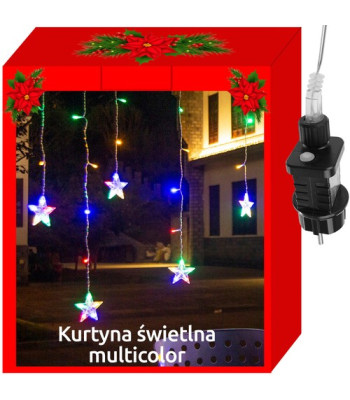 Gaismas aizkars zvaigznes 108 LED daudzkrāsu