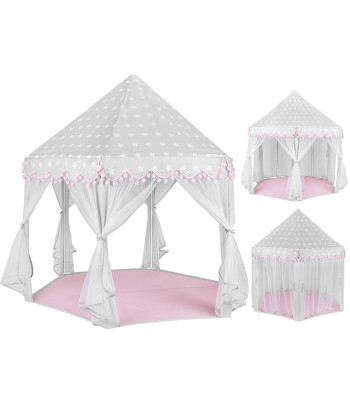 Krūzel pelēka un rozā bērnu telts