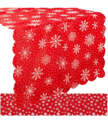 Ziemassvētku galda celiņš  185 × 35 cm – sarkans ar baltām sniegpārsliņām Ruhhy