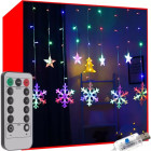 Ziemassvētku daudzkrāsains LED dekors - vītne Snowflakes and Stars 5.4m