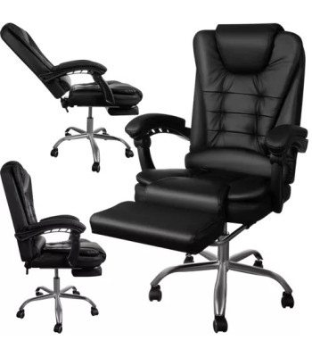 Biroja krēsls ar izvelkamu kāju balstu, melns – Malatec 23286