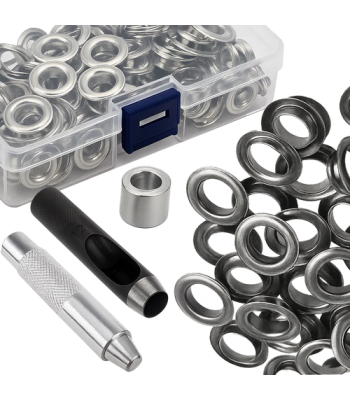 Plandekļu cilpu komplekts ar kniedētāju un caurumotāju, 100 gab., GARDLOV 25811, 12mm/20mm