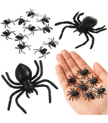 Dekoratīvie plastmasas zirnekļi, Helovīna dekorācija — RUHHY 26028, 10 gab., 3 x 3 cm