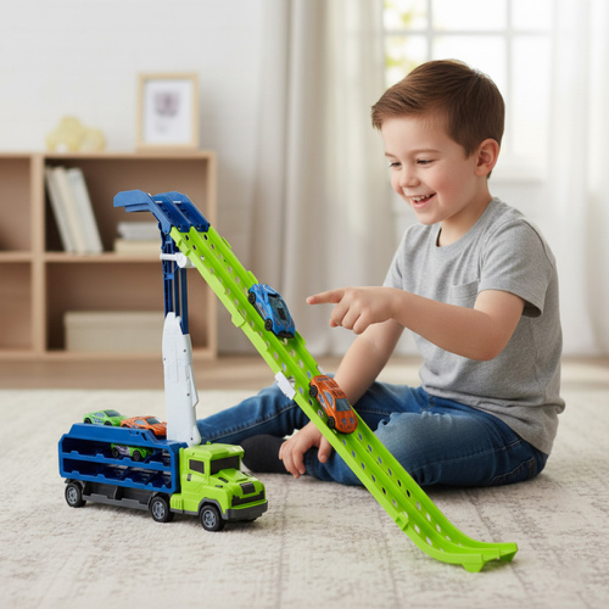 Kravas auto - slidkalniņš ar 6 automašīnām 26527