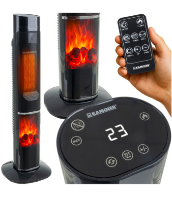 Elektriskais keramikas ventilatora sildītājs ar 3D kamīna efektu 2000 W, KAMINER IGNISSE