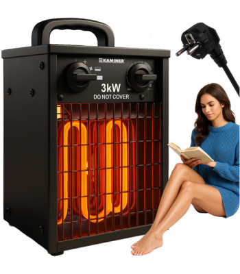 Elektriskais ventilatora sildītājs ar termostatu 3000 W, KAMINER 26072