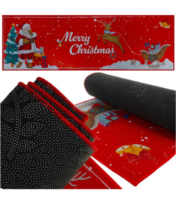 Ziemassvētku paklājiņš – mīksts, neslīdošs dekoratīvs paklājs virtuvei un priekšnamam, Merry Christmas, RUHHY 26464, 160 × 50 cm