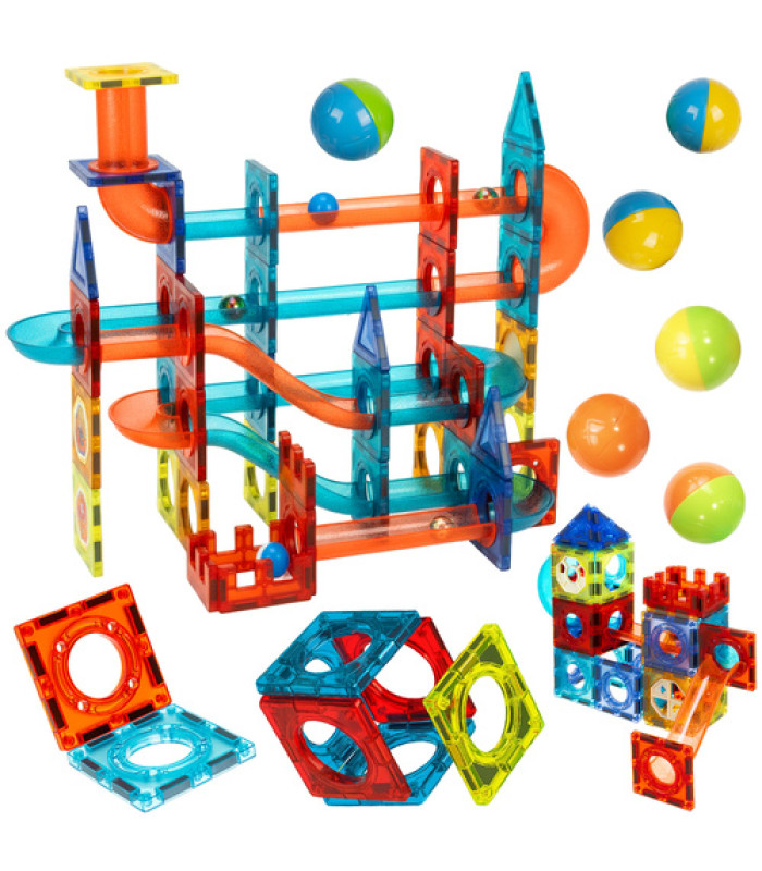 Magnētiskās klucīši - bumbiņu trase 96 gab.