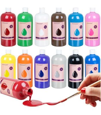 Plakātu krāsas, 12 krāsu komplekts, Maaleo 26345, 12 x 1000 ml