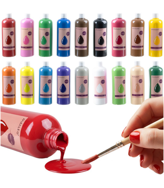 Guaša krāsu komplekts 18 gab x500ml Maaleo 26341